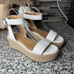 Marc Fisher White Wedge Sandals